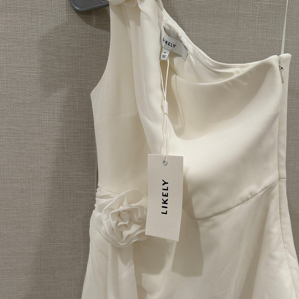 Likely White One-Shoulder Dress with Floral Detail - Picture 3 of 5